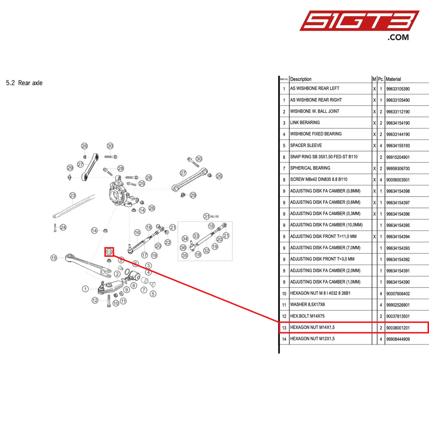 HEXAGON NUT M14X1,5 - 90038001201 [PORSCHE 996 GT3 Cup]