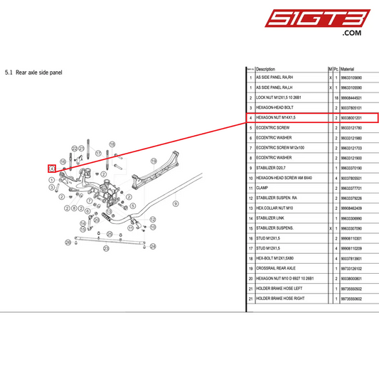 HEXAGON NUT M14X1,5 - 90038001201 [PORSCHE 996 GT3 Cup]