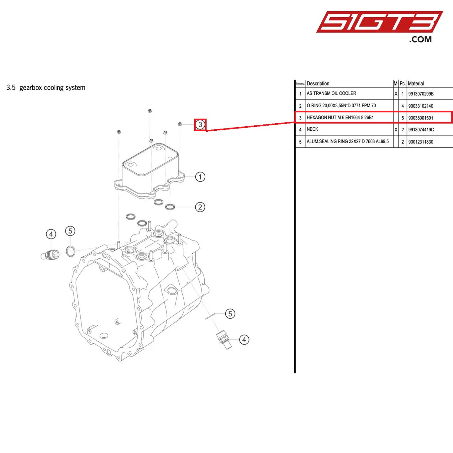 HEXAGON NUT M 6 EN1664 8 26B1 - 90038001501 [PORSCHE 911 GT3 R Type 991 (GEN 2)]