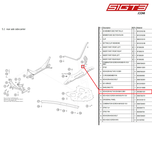 HEXAGON NUT M 6 EN1664 8 26B1 - 90038001501 [PORSCHE 718 Cayman GT4 Clubsport]