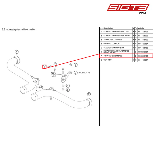 VIS TORX BM 8X20 - 90038500102 [PORSCHE 991.2 GT3 Cup]