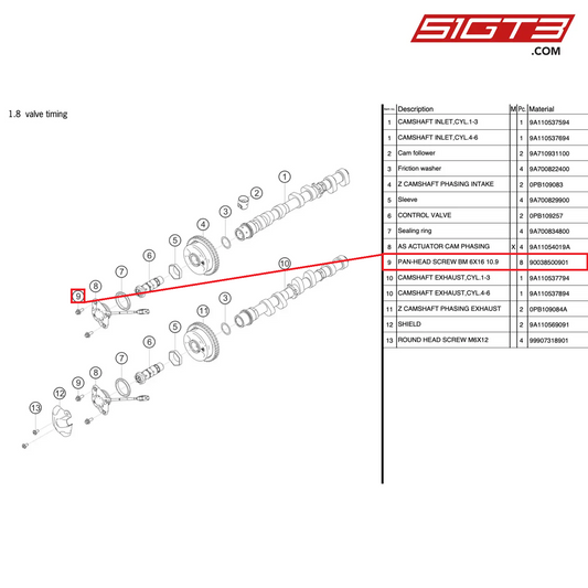 PAN-HEAD SCREW BM 6X16 10.9 - 90038500901 [PORSCHE 991.2 GT3 Cup]