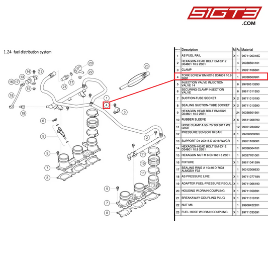 PAN-HEAD SCREW BM 6X16 10.9 - 90038500901 [PORSCHE 997.2 GT3 Cup]