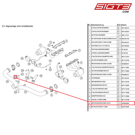 VIS TORX BM 8X55 D34801 8.8 A3 - 90038503602 [PORSCHE 991.1 GT3 Cup]