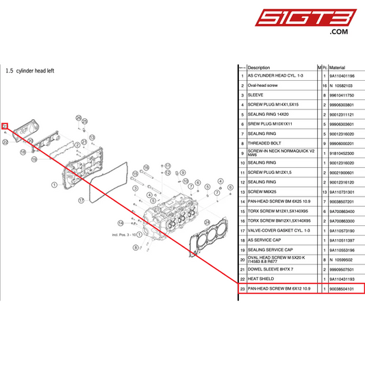 PAN-HEAD SCREW BM 6X12 10.9 - 90038504101 [PORSCHE 991.2 GT3 Cup]