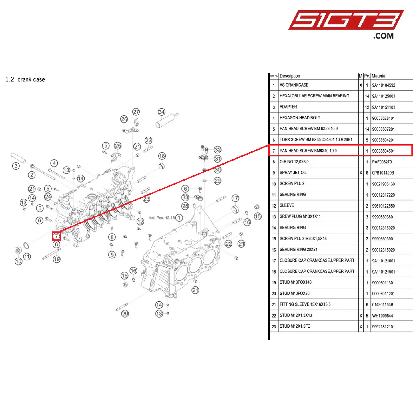 PAN-HEAD SCREW BM6X40 10.9 - 90038504501 [PORSCHE 991.1 GT3 Cup (2017)]