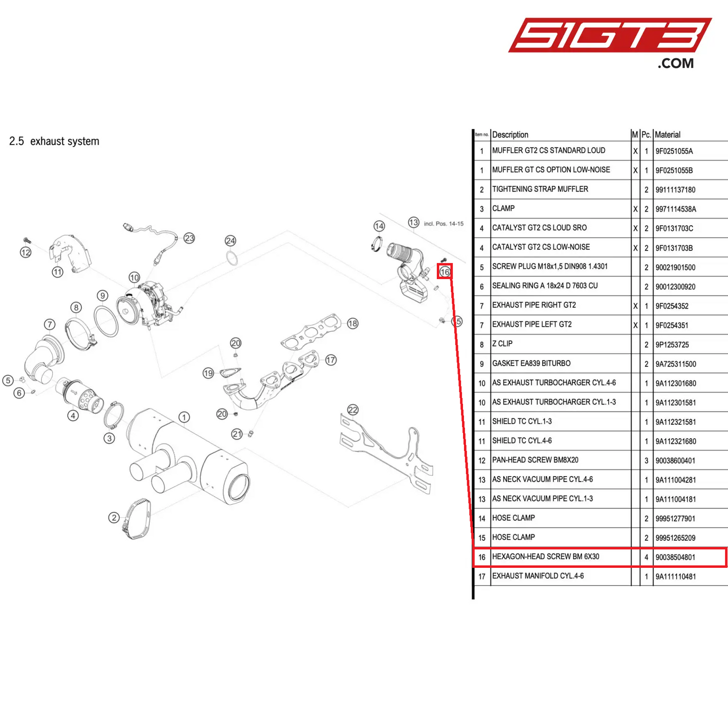 HEXAGON-HEAD SCREW BM 6X30 - 90038504801 [PORSCHE 911 GT2 RS Clubsport]