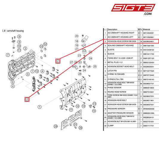 HEXAGON-HEAD SCREW BM 6X30 - 90038504801 [PORSCHE 997.2 GT3 Cup]