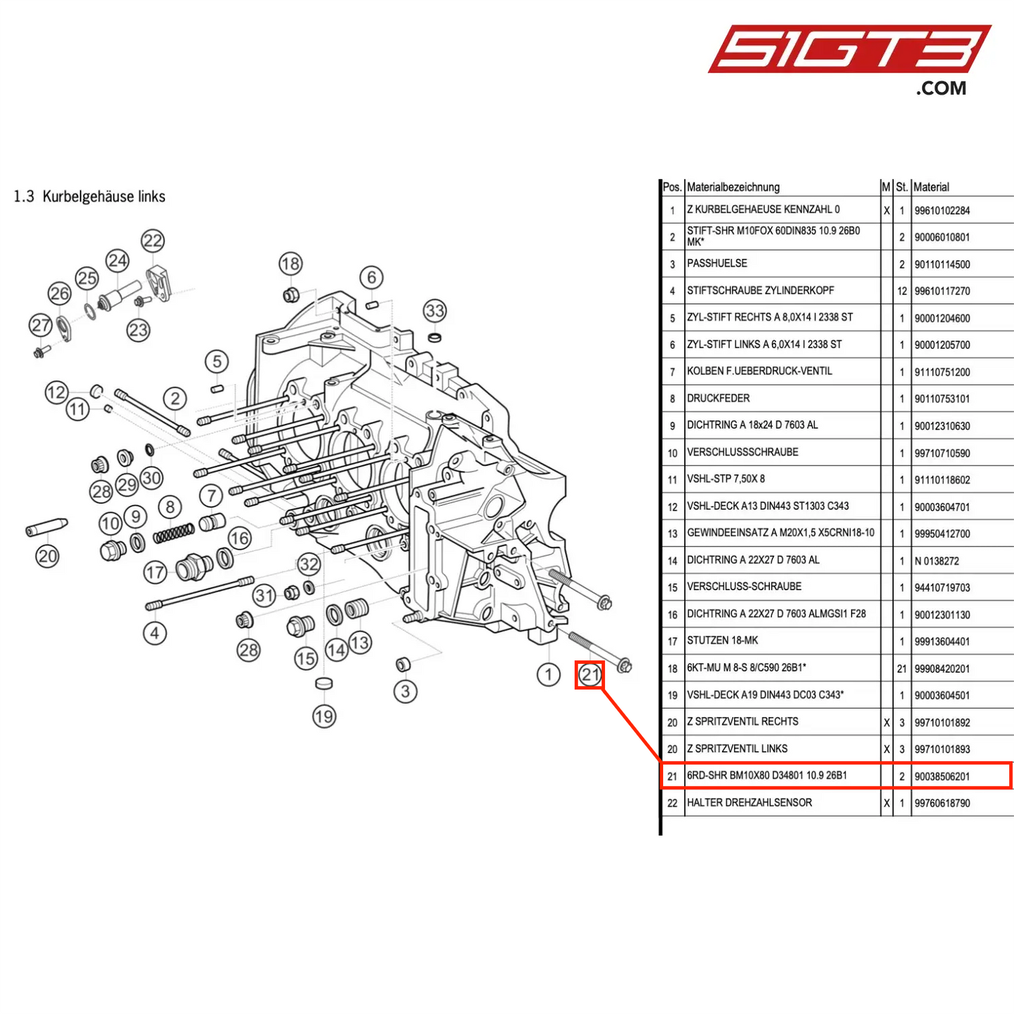 6RD-SHR BM10X80 D34801 10.9 26B1 - 90038506201 [PORSCHE 911 GT3 Cup Type 991 (GEN1)]