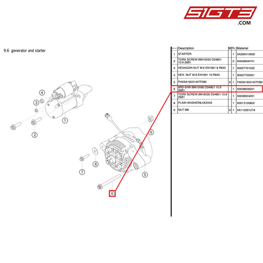 6RD-SHR BM10X80 D34801 10.9 26B1 - 90038506201 [PORSCHE 991.1 GT3 R]