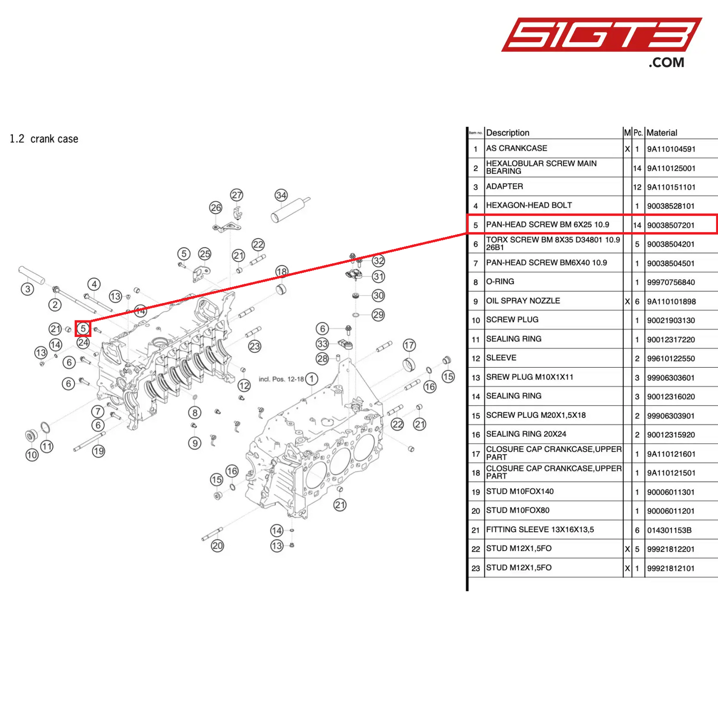 PAN-HEAD SCREW BM 6X25 10.9 - 90038507201 [PORSCHE 991.2 GT3 Cup]