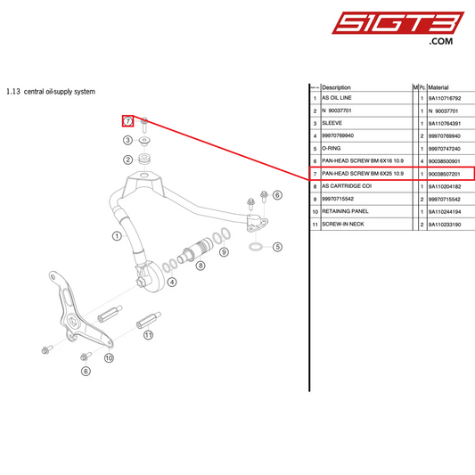 PAN-HEAD SCREW BM 6X25 10.9 - 90038507201 [PORSCHE 911 GT3 Cup Type 991 (GEN 2)]