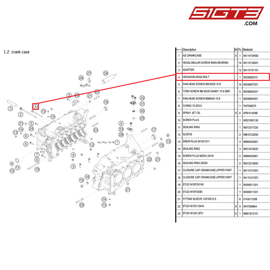 HEXAGON-HEAD BOLT - 90038528101 [PORSCHE 991.1 GT3 Cup (2017)]