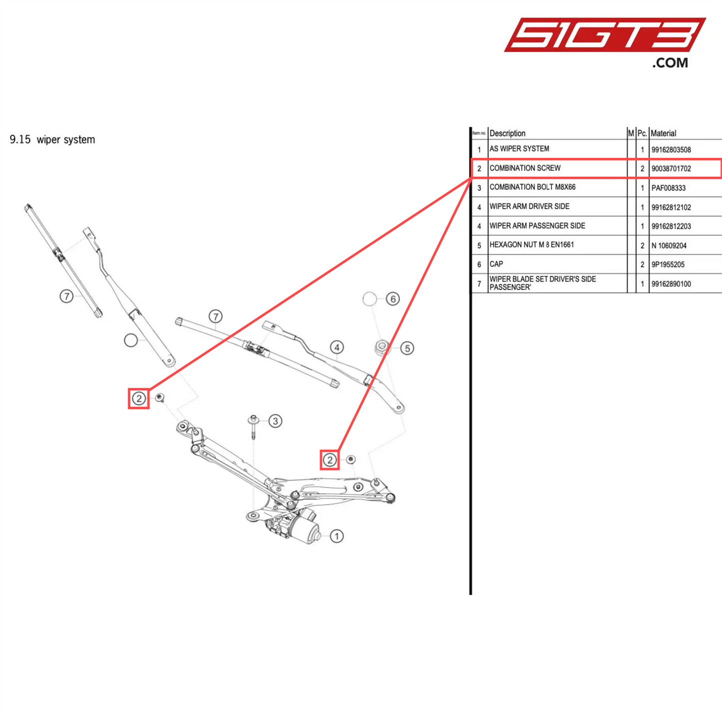 COMBINATION SCREW - 90038701702 [PORSCHE 718 Cayman GT4 Clubsport]