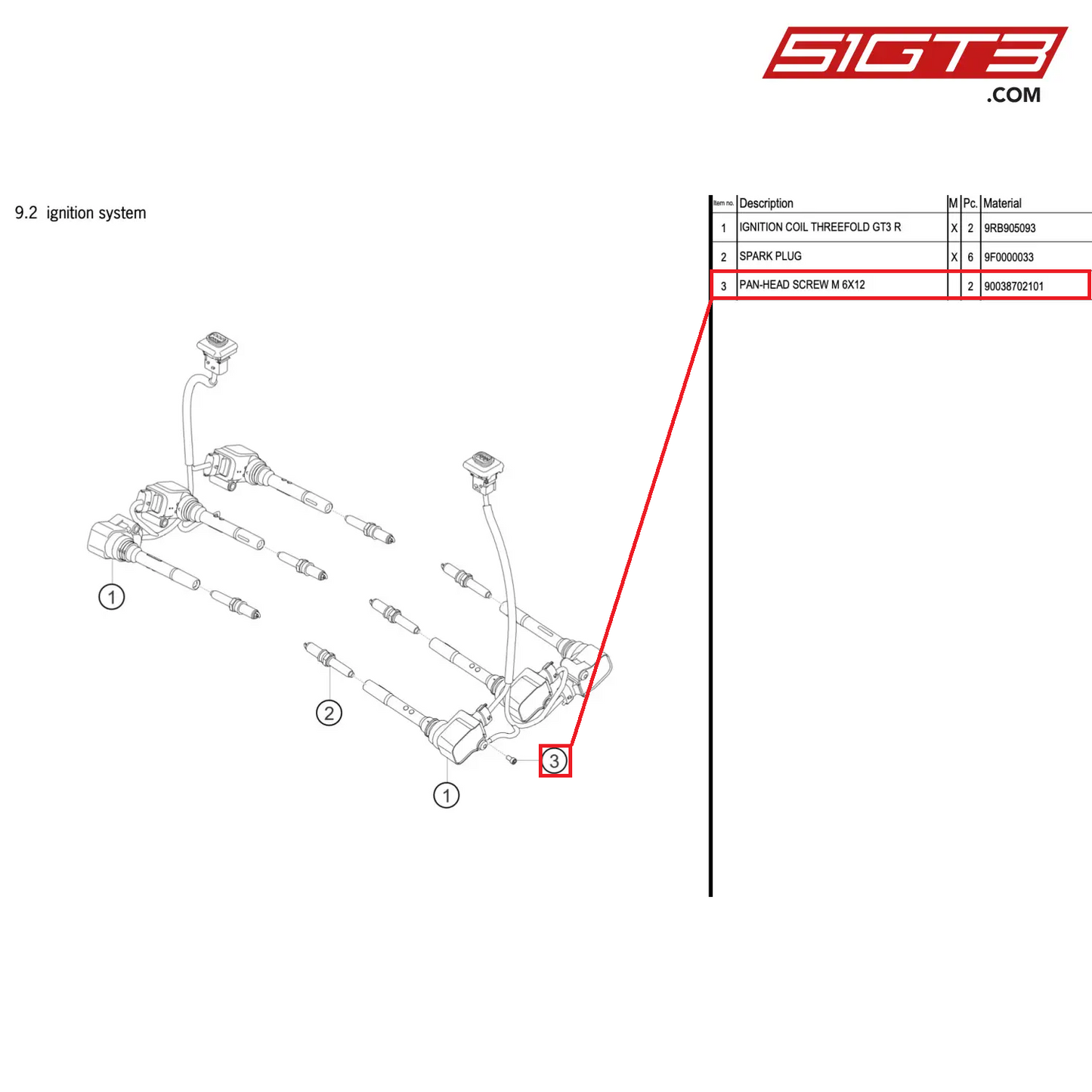 PAN-HEAD SCREW M 6X12 - 90038702101 [PORSCHE 992.1 GT3 R]