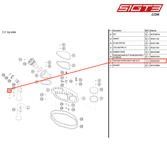 PAN-HEAD SCREW M6x16 7380 A2-70 - 90062300300 [PORSCHE 911 GT3 R Type 991 (GEN 2)]