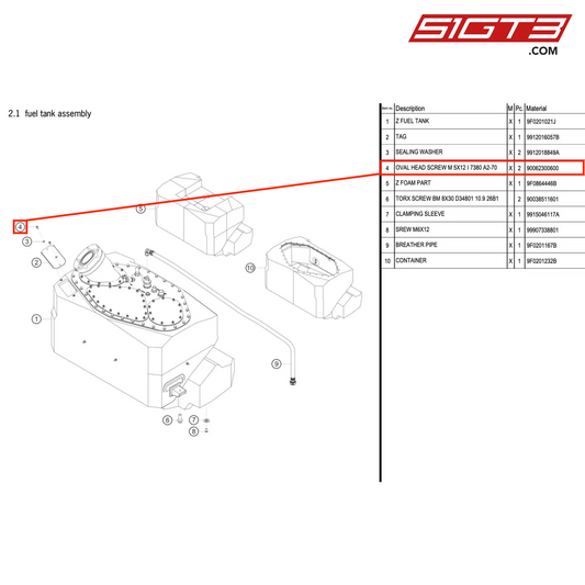 OVAL HEAD SCREW M 5X12 I 7380 A2-70 - 90062300600 [PORSCHE 911 GT3 R Type 991 (GEN 2)]