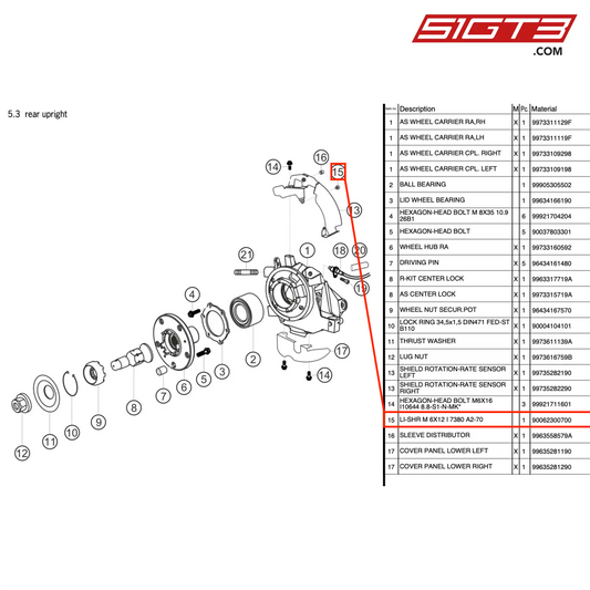 LI-SHR M 6X12 I 7380 A2-70 - 90062300700 [PORSCHE 997.2 GT3 Cup]