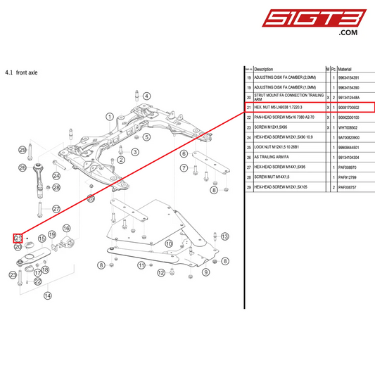 HEX. NUT M5 LN9338 1.7220.3 - 90081700502 [PORSCHE 911 GT2 RS Clubsport]