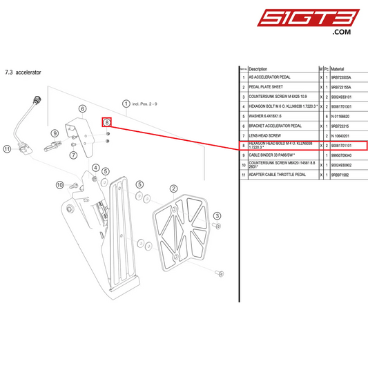 HEXAGON HEAD BOLD M 4 O. KLLN9338 1.7220.3 * - 90081701101 [PORSCHE 992.1 GT3 R]