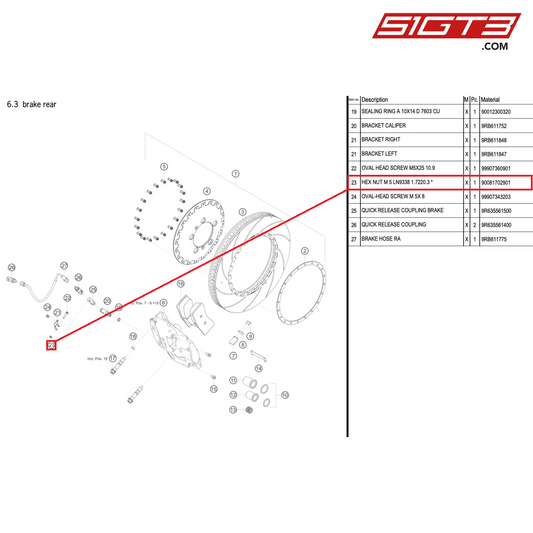 HEX NUT M 5 LN9338 1.7220.3 * - 90081702901 [PORSCHE 992.1 GT3 R]