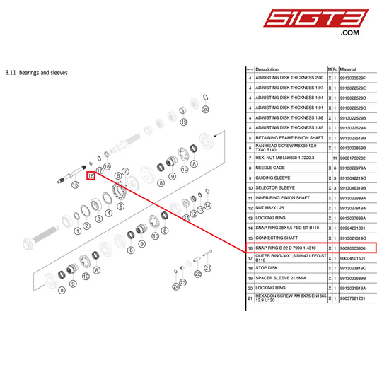 SNAP RING B 22 D 7993 1.4310 - 90090603900 [PORSCHE 991.2 GT3 Cup]