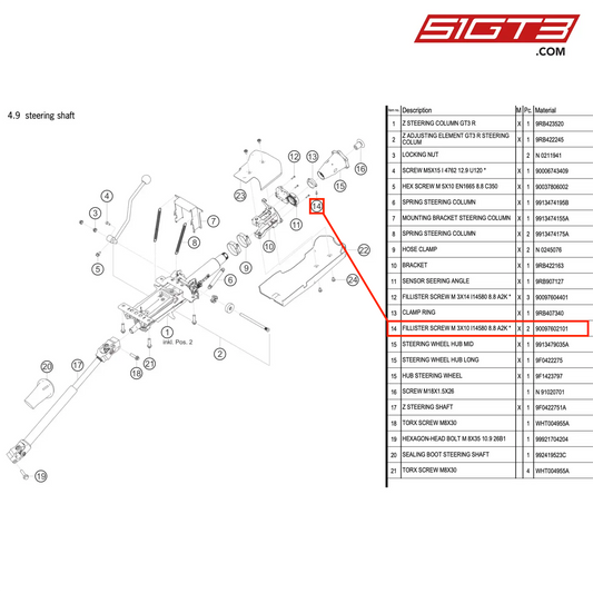 FILLISTER SCREW M 3X10 I14580 8.8 A2K * - 90097602101 [PORSCHE 992.1 GT3 R]