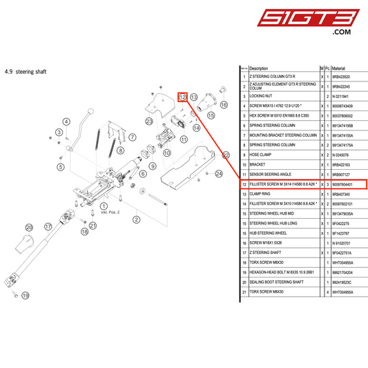 FILLISTER SCREW M 3X14 I14580 8.8 A2K * - 90097604401 [PORSCHE 992.1 GT3 R]