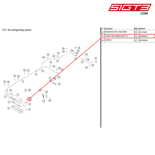 CHEESE-HEAD SCREW M5X22 10.9 - 90097605301 [PORSCHE 718 Cayman GT4 Clubsport]