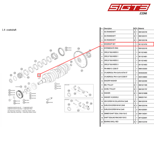 WOODRUFF KEY - 90110214700 [PORSCHE 996 GT3 Cup]