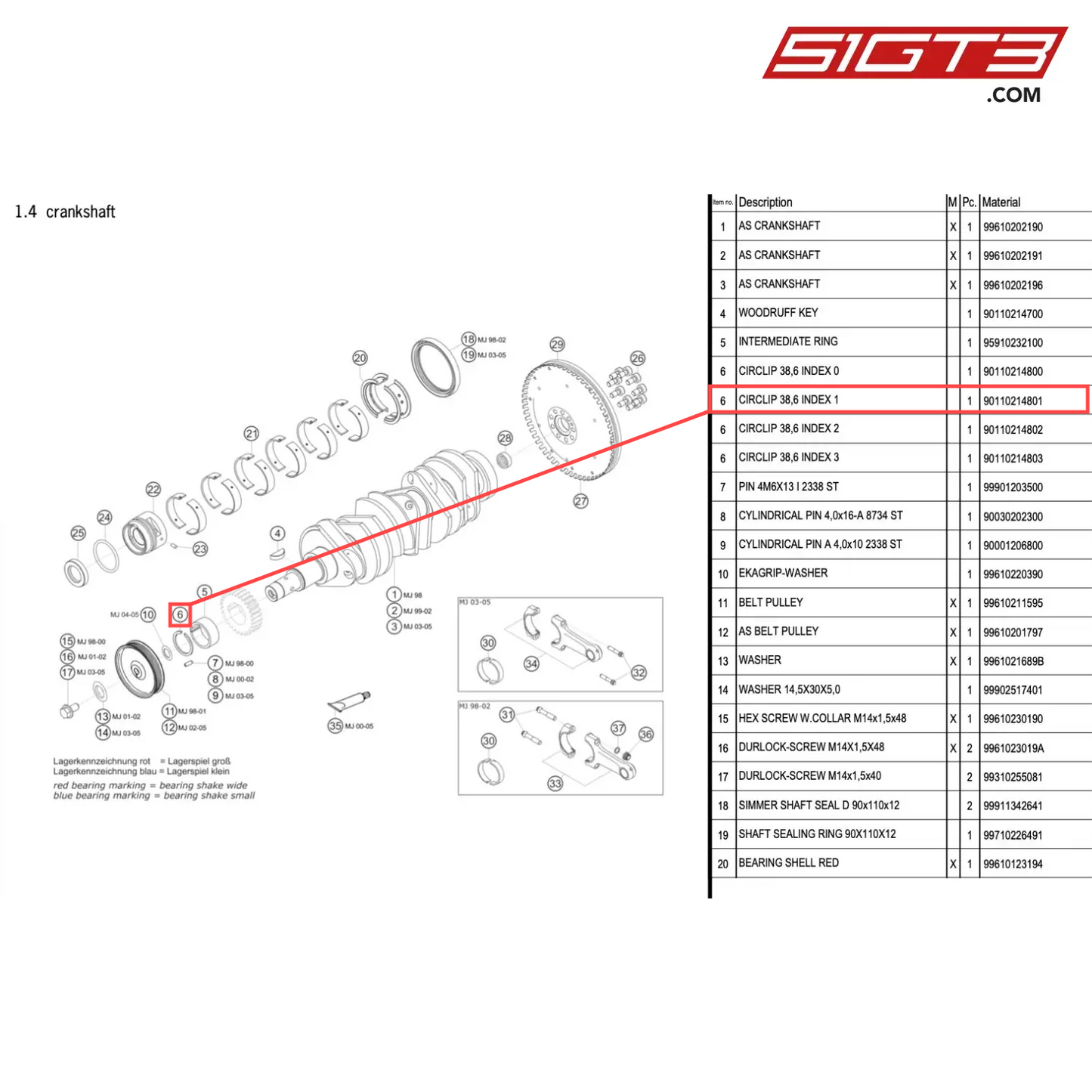 CIRCLIP 38,6 INDEX 1 - 90110214801 [PORSCHE 996 GT3 Cup]