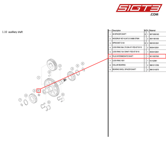 PLUG INTERMEDIATE SHAFT - 90110527500 [PORSCHE 996 GT3 Cup]