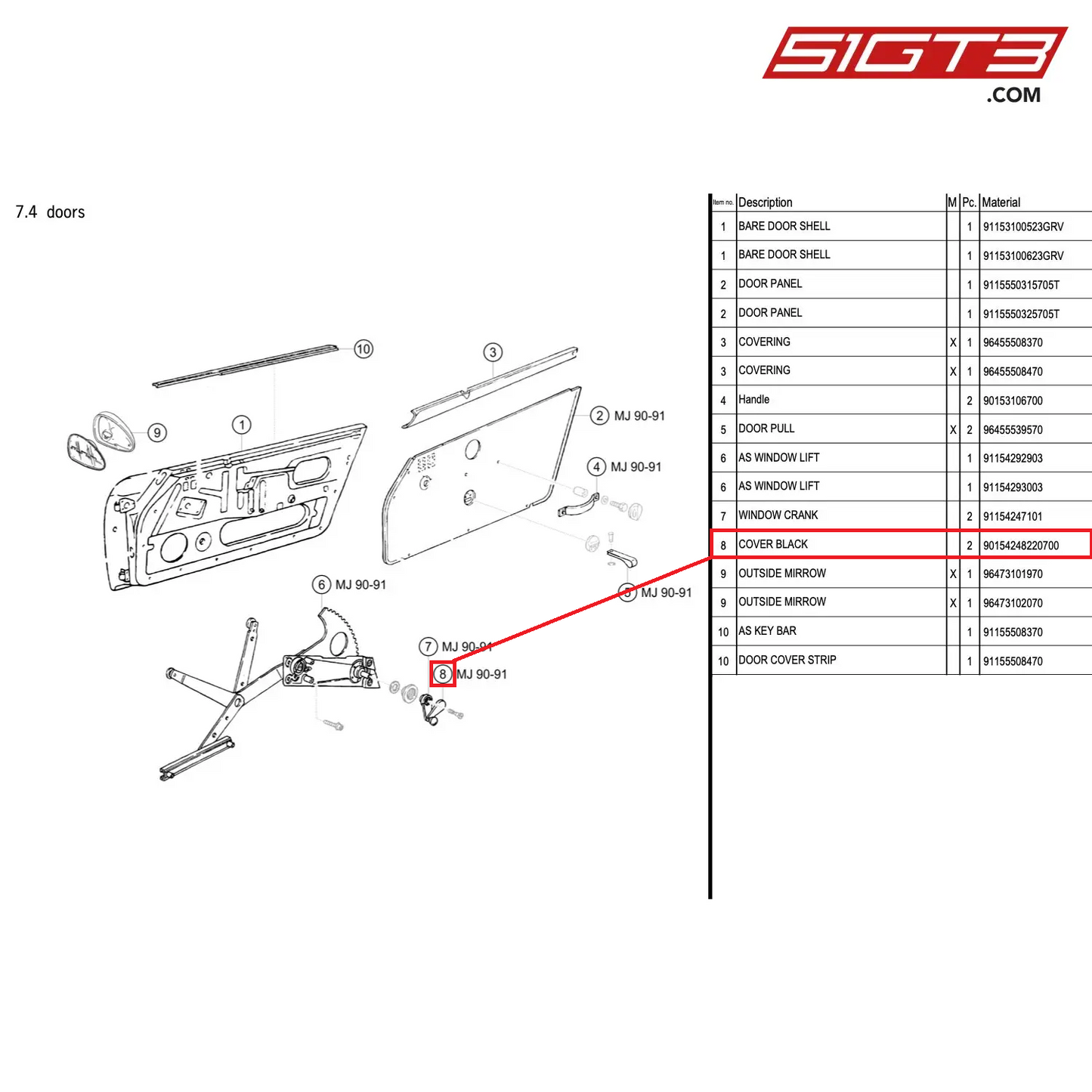 COVER BLACK - 90154248220700 [PORSCHE 964 Cup]