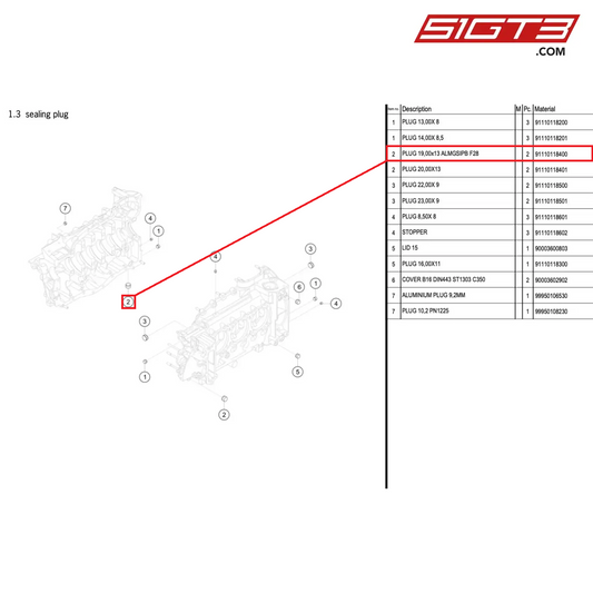 PLUG 19,00x13 ALMGSIPB F28 - 91110118400 [PORSCHE 996 GT3 Cup]