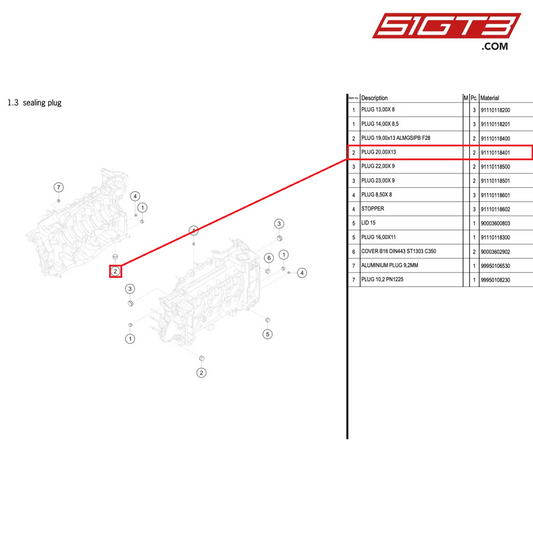 PLUG 20,00X13 - 91110118401 [PORSCHE 996 GT3 Cup]