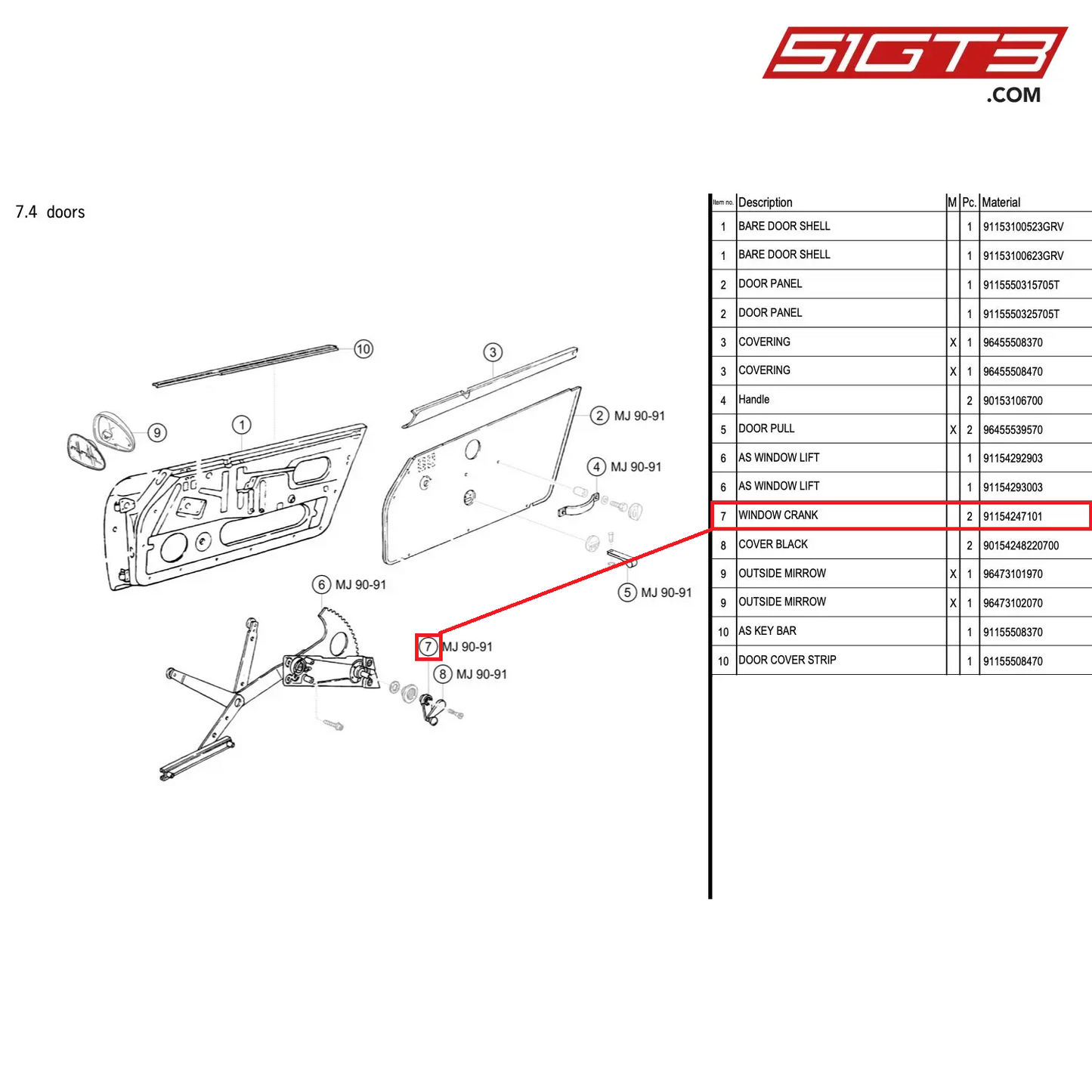 WINDOW CRANK - 91154247101 [PORSCHE 964 Cup]