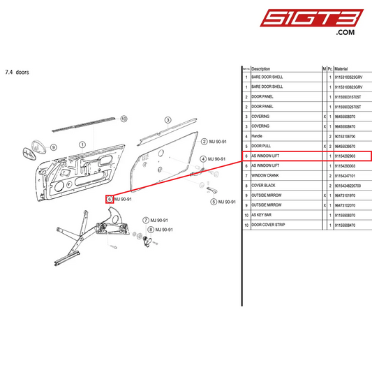 AS WINDOW LIFT - 91154292903 [PORSCHE 964 Cup]