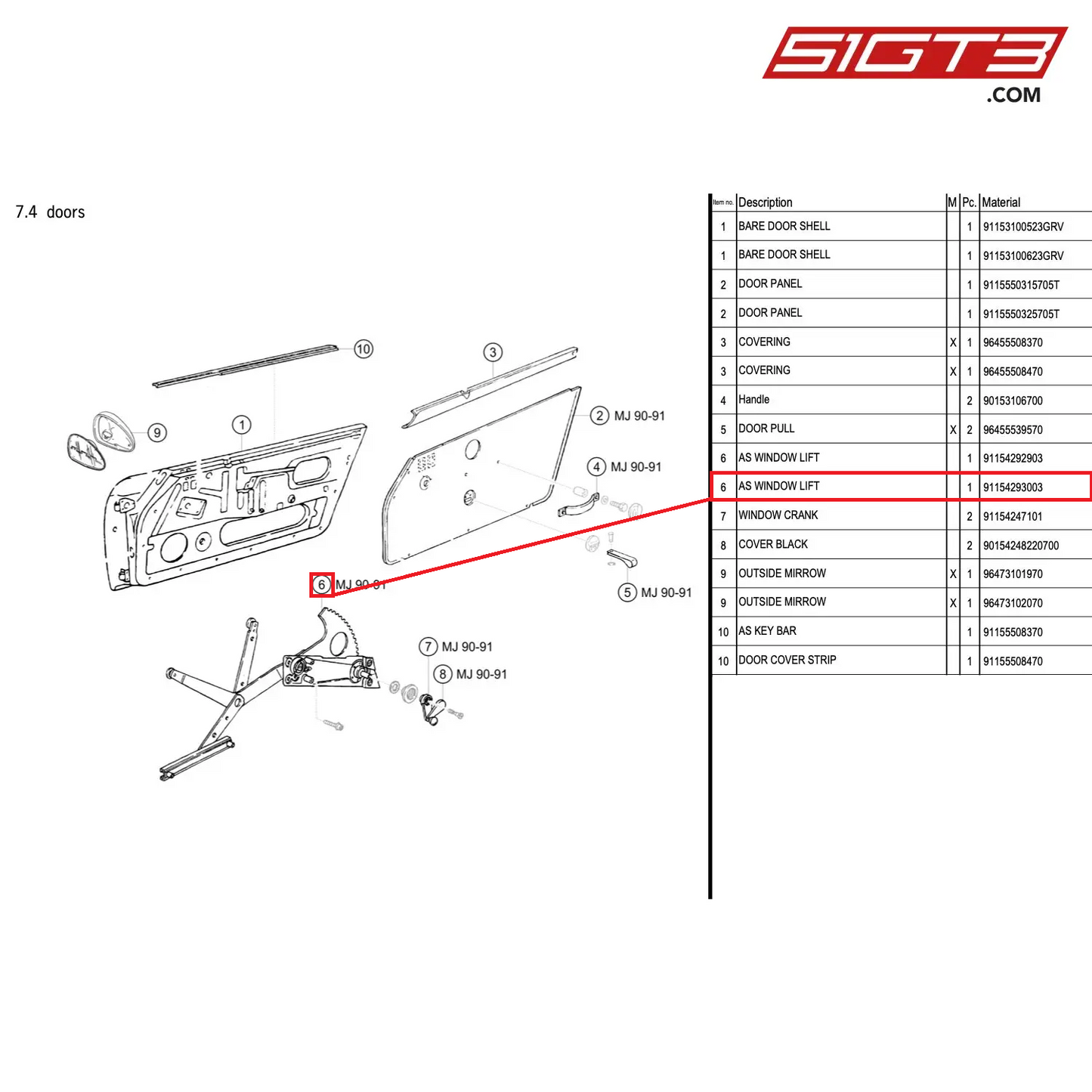 AS WINDOW LIFT - 91154293003 [PORSCHE 964 Cup]