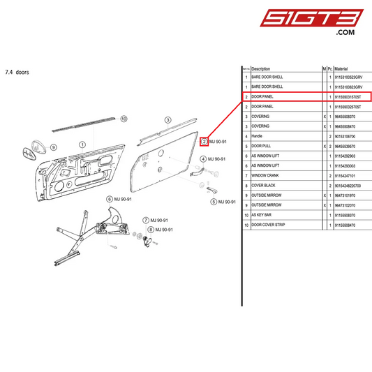 DOOR PANEL - 9115550315705T [PORSCHE 964 Cup]