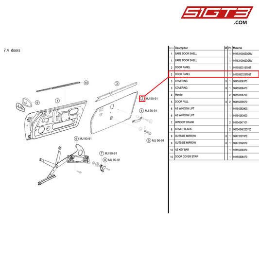 DOOR PANEL - 9115550325705T [PORSCHE 964 Cup]