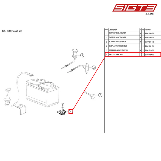 BATTERY BRACKET - 91161120900 [PORSCHE 964 Cup]