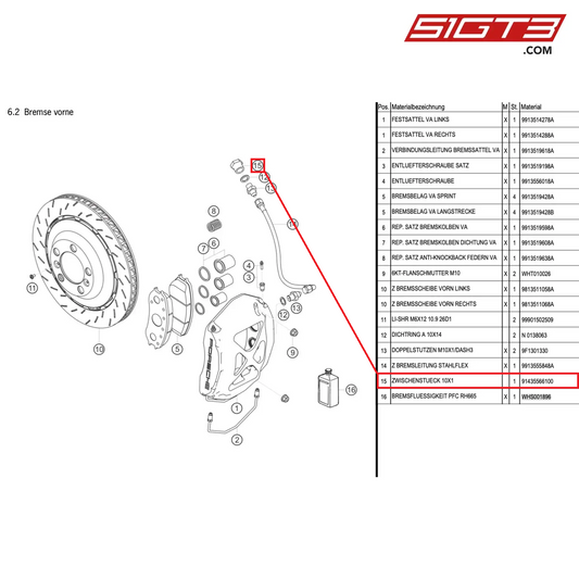 SPACER 10X1 - 91435566100 [PORSCHE Cayman 981 GT4 Clubsport]