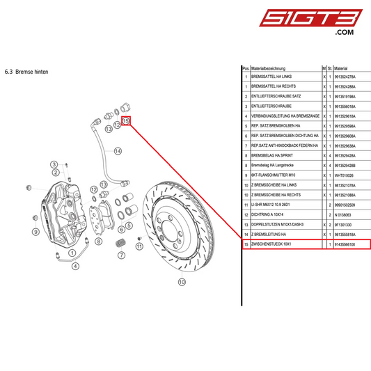 SPACER 10X1 - 91435566100 [PORSCHE Cayman 981 GT4 Clubsport]