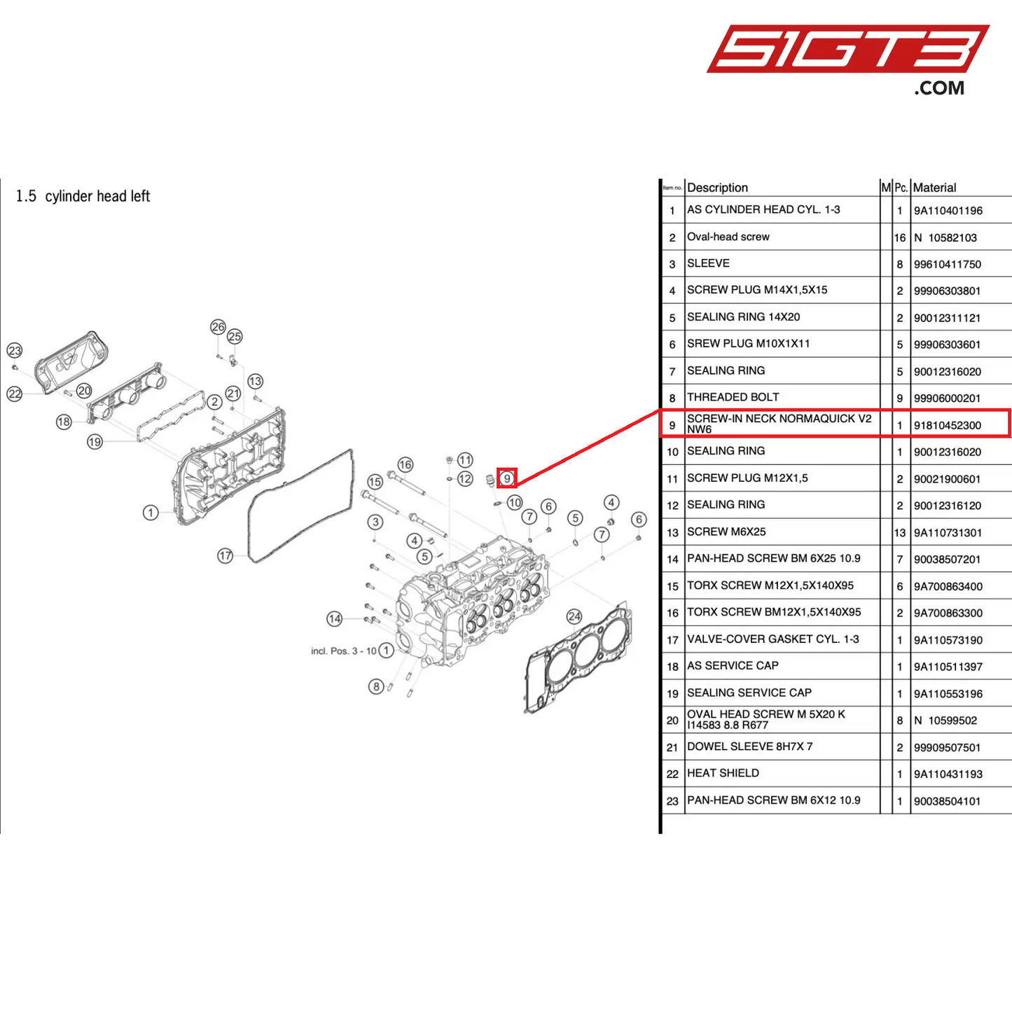 SCREW-IN NECK NORMAQUICK V2 NW6 - 91810452300 [PORSCHE 991.2 GT3 Cup]