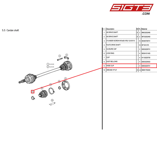 HOSE CLIP - 92833225701 [PORSCHE 996 GT3 Cup]