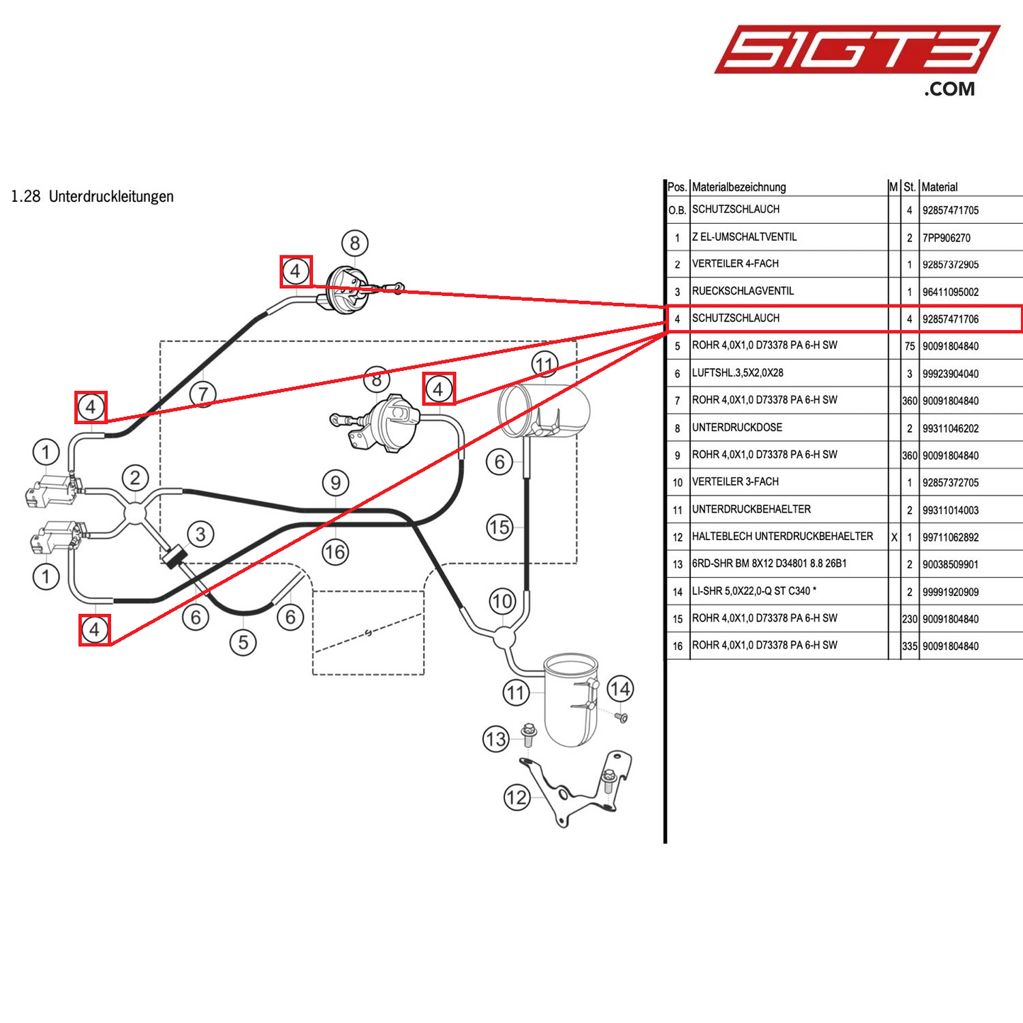 MOULDED HOSE - 92857471706 [PORSCHE 991.1 GT3 Cup (2014)]