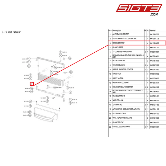 RUBBER MOUNT - 93011343000 [PORSCHE 996 GT3 Cup]