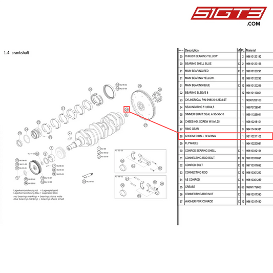 GROOVED BALL BEARING - 93110211102 [PORSCHE 996 GT3 Cup]