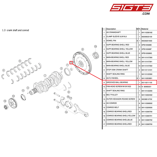 GROOVED BALL BEARING - 93110211102 [PORSCHE 991.2 GT3 Cup]