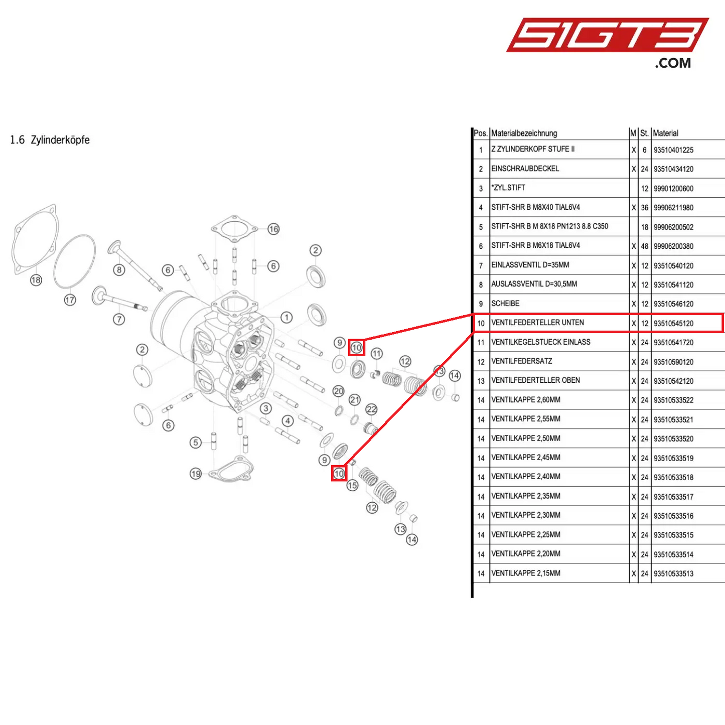 VALVE-SPRING CAP LOWER - 93510545120 [PORSCHE 962 Group C]